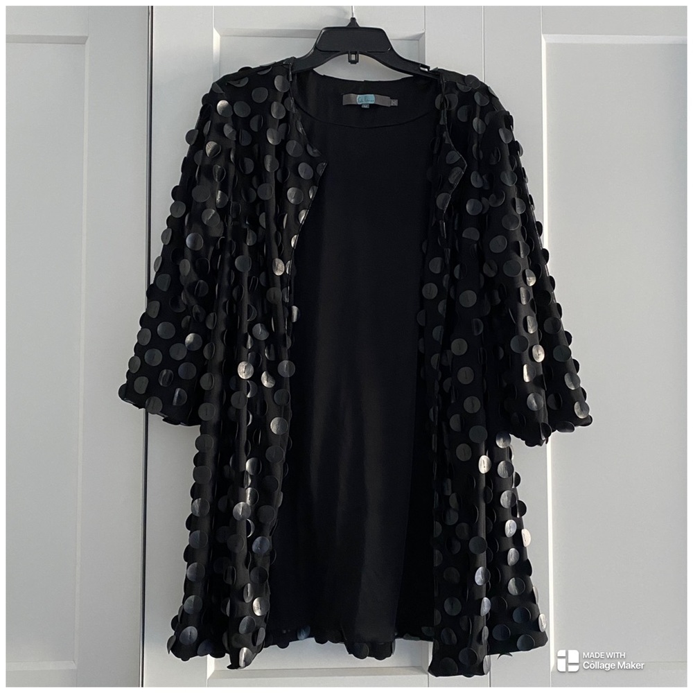 Anthropologie Eva Franco Black Open Front Cardigan Jacket Size M (oversized) - Picture 3 of 11